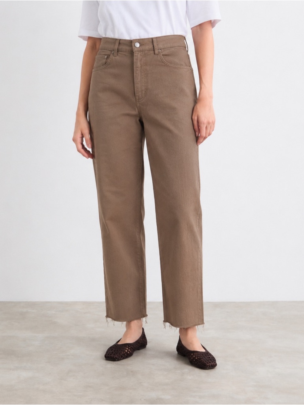 Mus & Bombon Barcelona Raw Hem Cotton Pants Brown Size Small 144